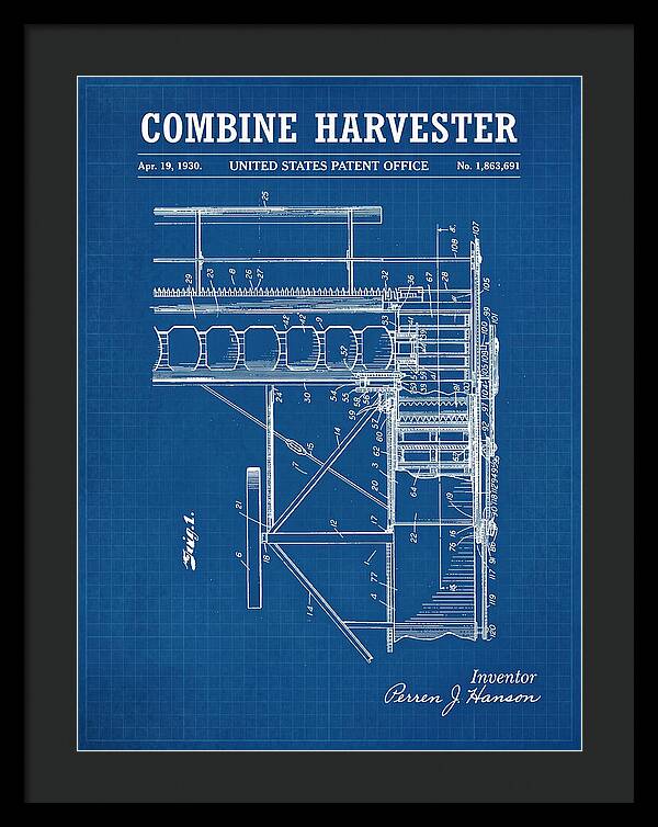 Combine Harvester Blueprint Patent Us1863691a