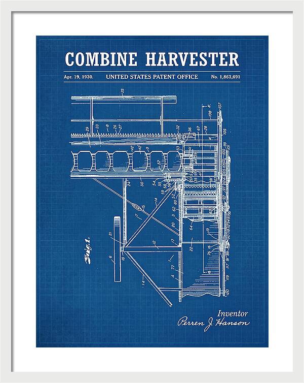 Combine Harvester Blueprint Patent Us1863691a