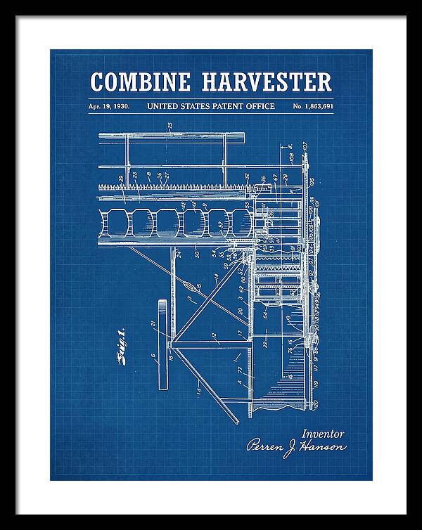 Combine Harvester Blueprint Patent Us1863691a