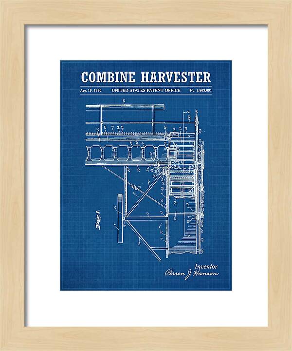 Combine Harvester Blueprint Patent Us1863691a