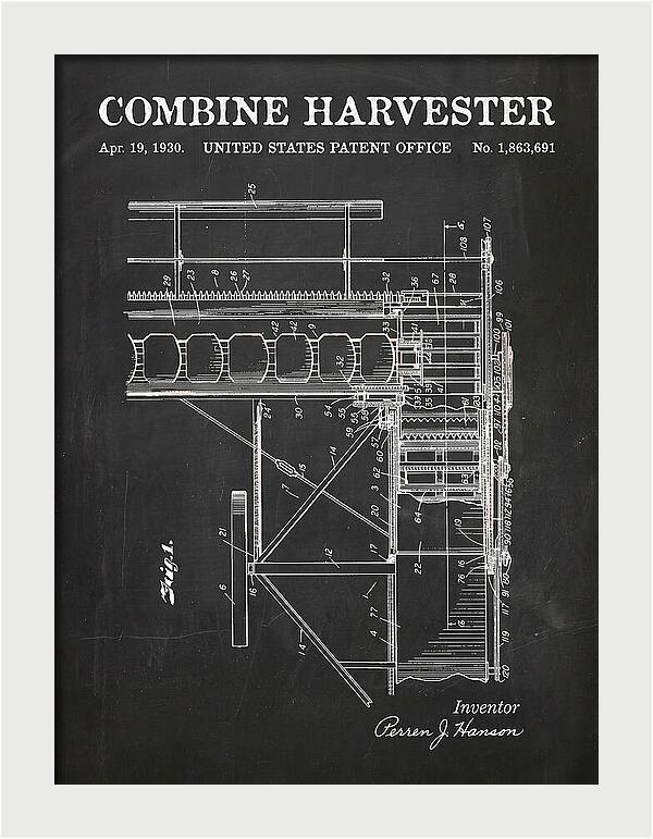Combine Harvester Chalkboard Patent Us1863691a