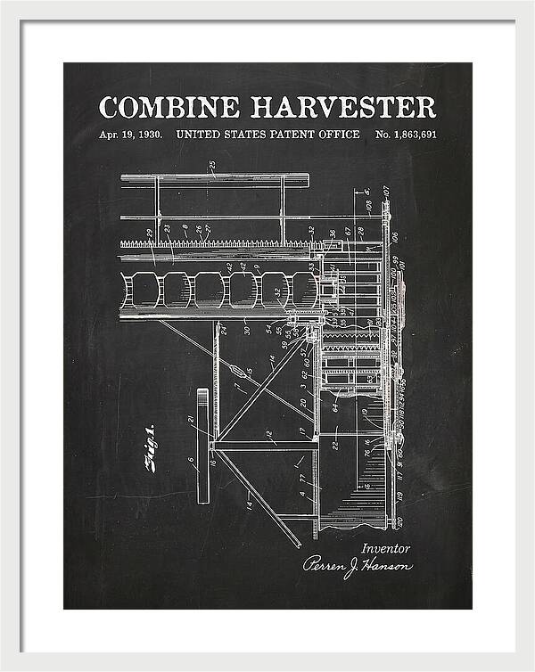 Combine Harvester Chalkboard Patent Us1863691a