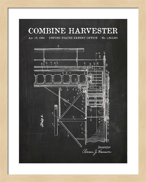 Combine Harvester Chalkboard Patent Us1863691a