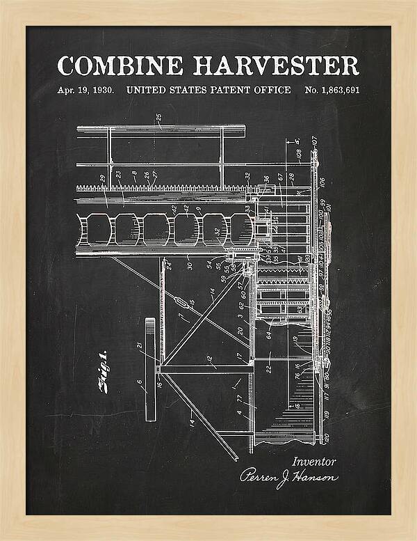 Combine Harvester Chalkboard Patent Us1863691a