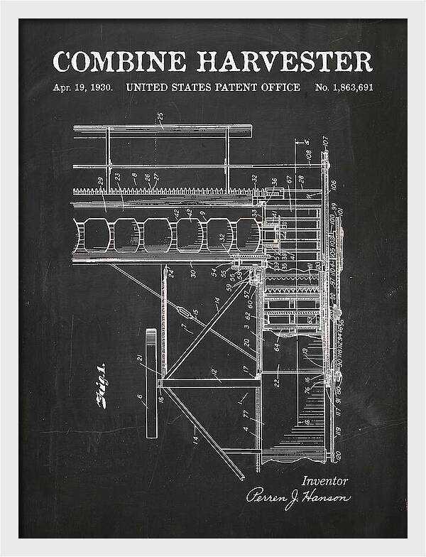 Combine Harvester Chalkboard Patent Us1863691a