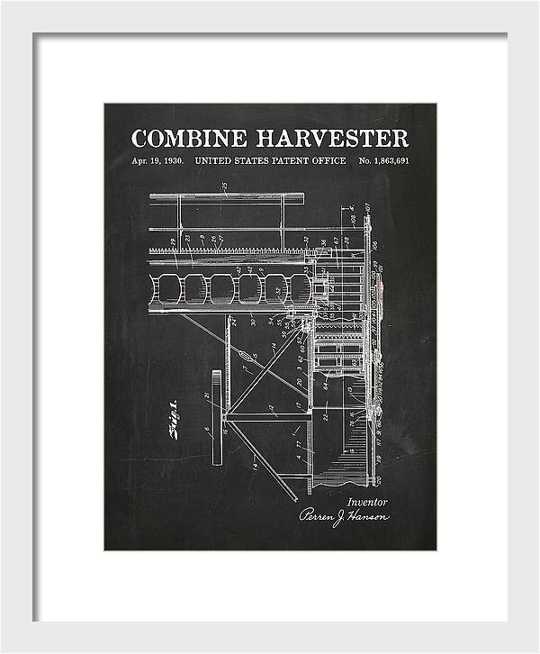 Combine Harvester Chalkboard Patent Us1863691a