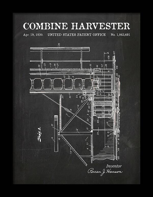Combine Harvester Chalkboard Patent Us1863691a