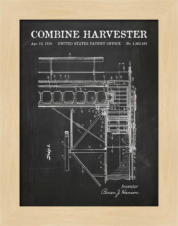 Combine Harvester Chalkboard Patent Us1863691a