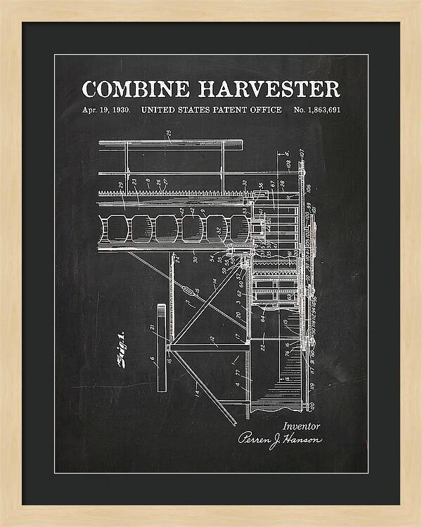 Combine Harvester Chalkboard Patent Us1863691a