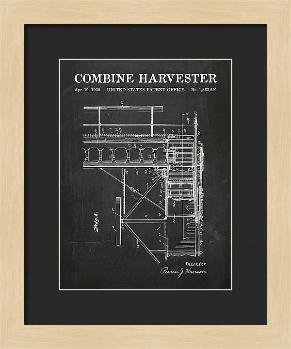 Combine Harvester Chalkboard Patent Us1863691a