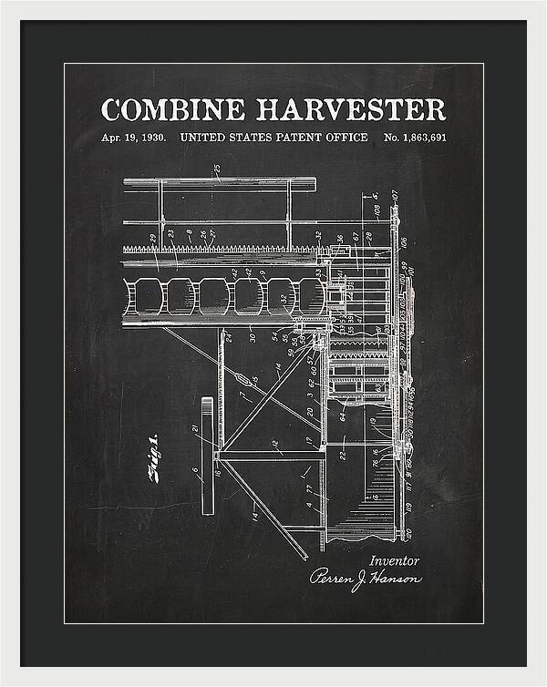 Combine Harvester Chalkboard Patent Us1863691a