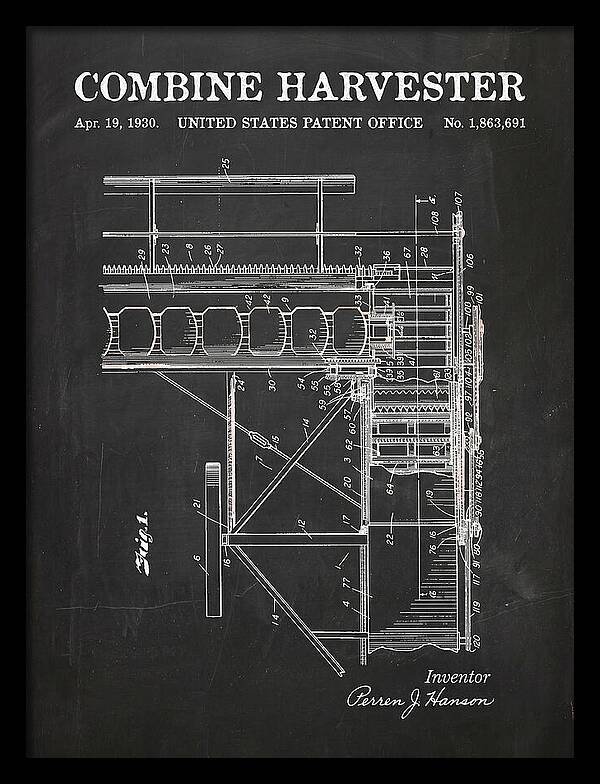 Combine Harvester Chalkboard Patent Us1863691a