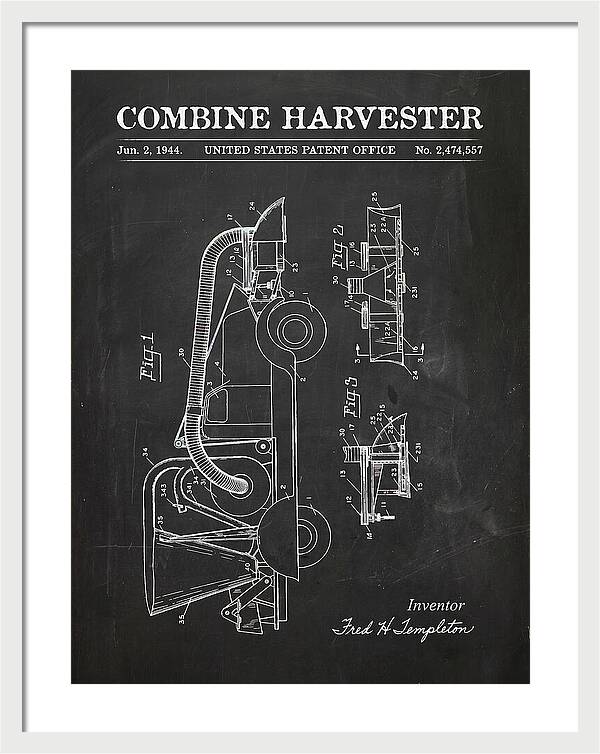 Combine Harvester Chalkboard Patent Us2474557a