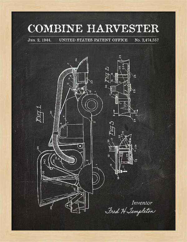Combine Harvester Chalkboard Patent Us2474557a