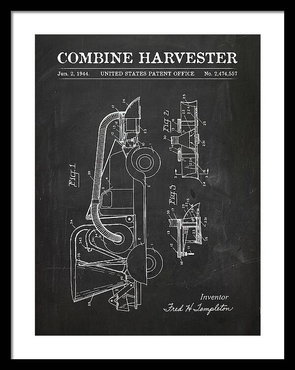 Combine Harvester Chalkboard Patent Us2474557a