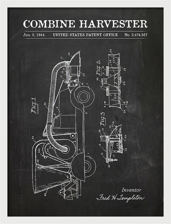 Combine Harvester Chalkboard Patent Us2474557a
