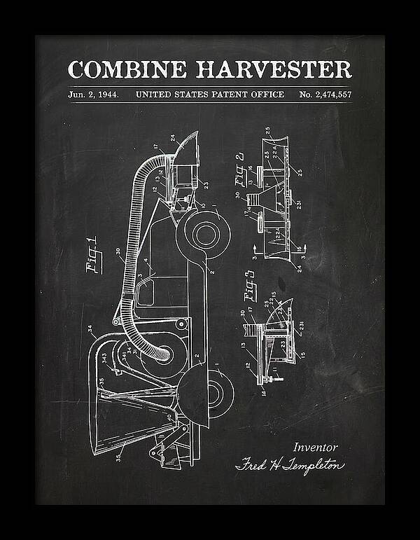 Combine Harvester Chalkboard Patent Us2474557a