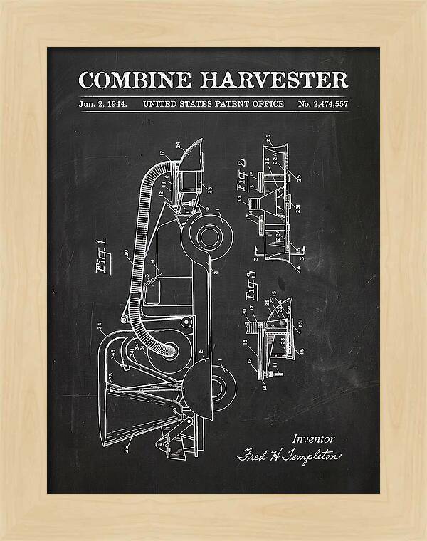 Combine Harvester Chalkboard Patent Us2474557a