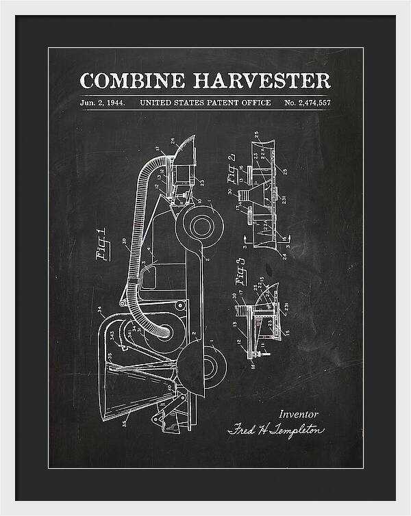 Combine Harvester Chalkboard Patent Us2474557a