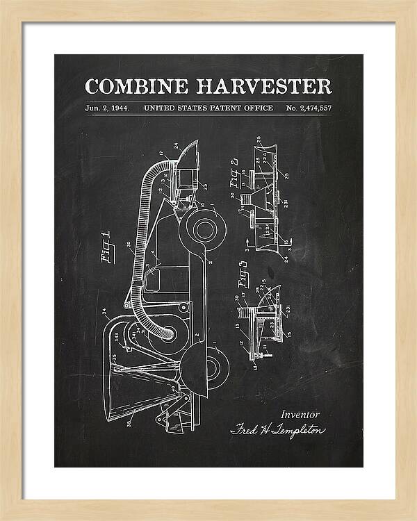 Combine Harvester Chalkboard Patent Us2474557a