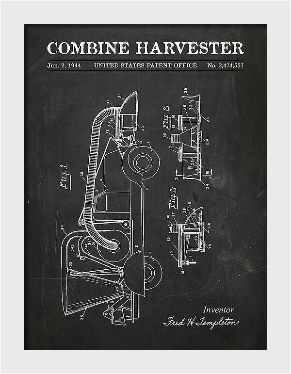 Combine Harvester Chalkboard Patent Us2474557a