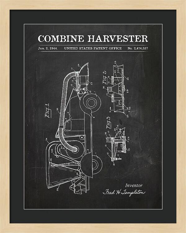 Combine Harvester Chalkboard Patent Us2474557a