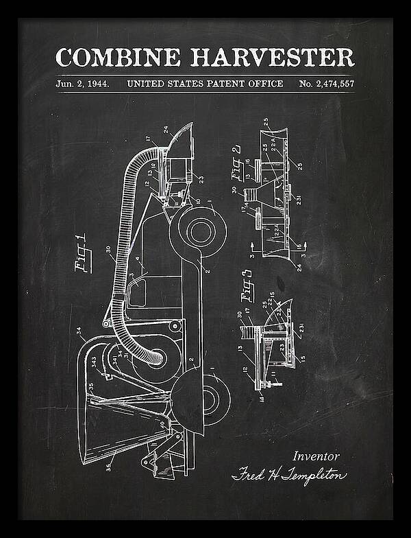 Combine Harvester Chalkboard Patent Us2474557a
