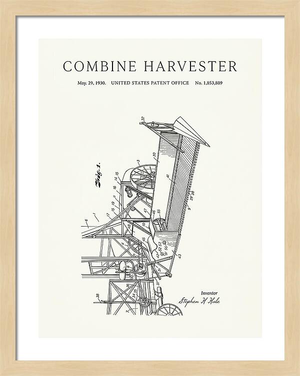 Combine Harvester Minimalist Patent Us1853809a