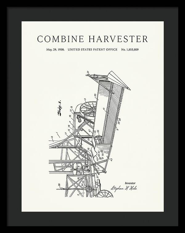 Combine Harvester Minimalist Patent Us1853809a