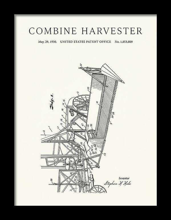 Combine Harvester Minimalist Patent Us1853809a