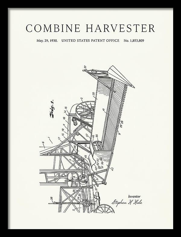 Combine Harvester Minimalist Patent Us1853809a
