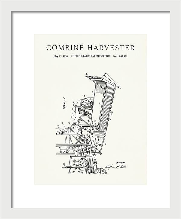Combine Harvester Minimalist Patent Us1853809a