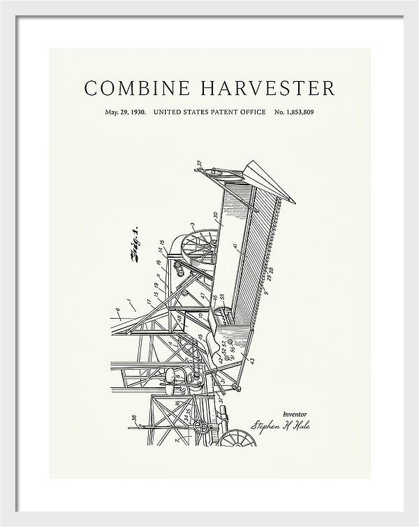 Combine Harvester Minimalist Patent Us1853809a