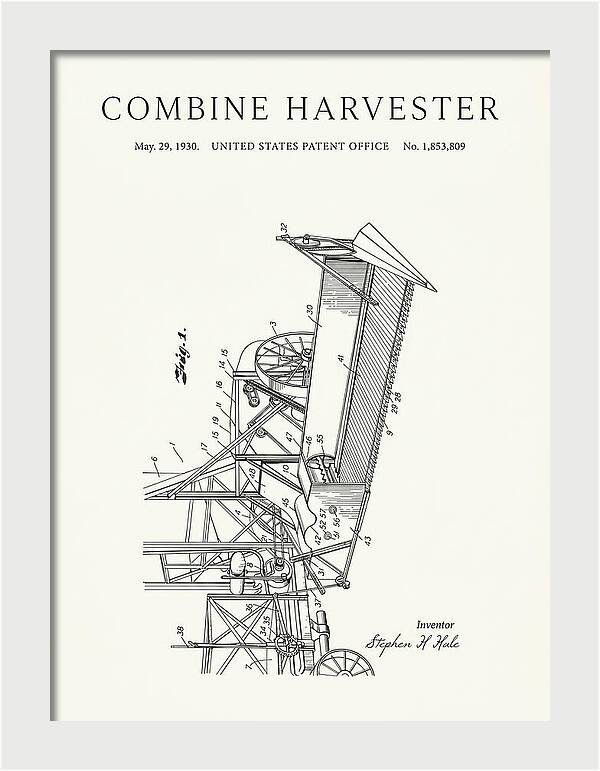 Combine Harvester Minimalist Patent Us1853809a