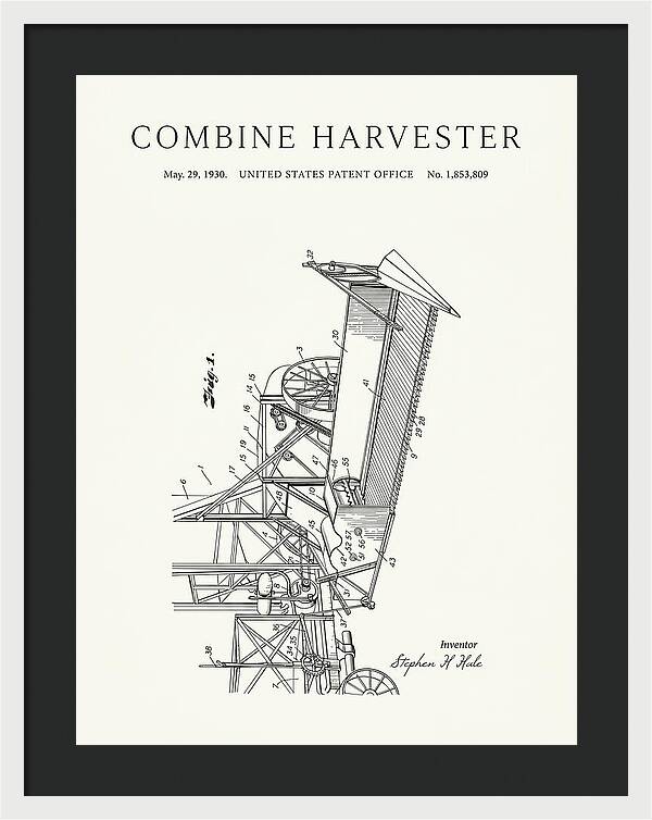 Combine Harvester Minimalist Patent Us1853809a