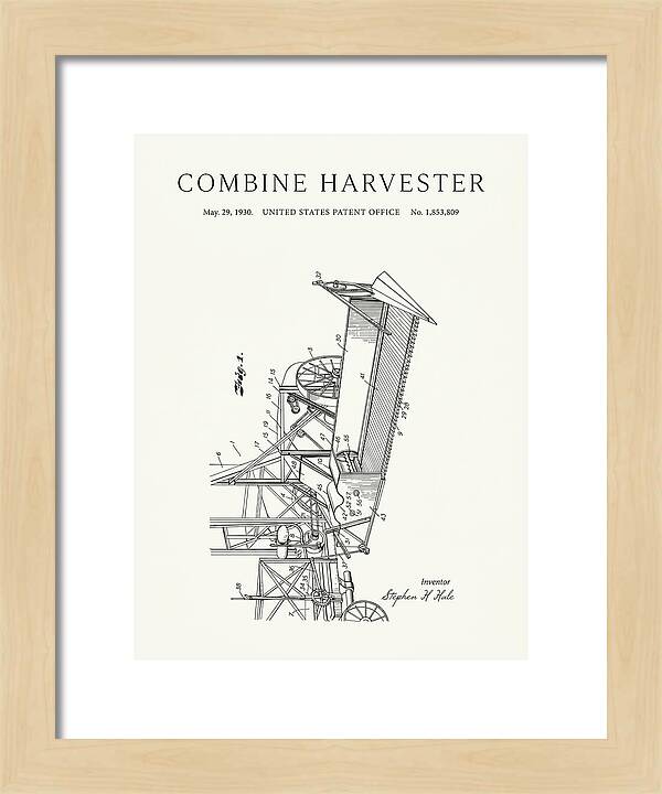 Combine Harvester Minimalist Patent Us1853809a
