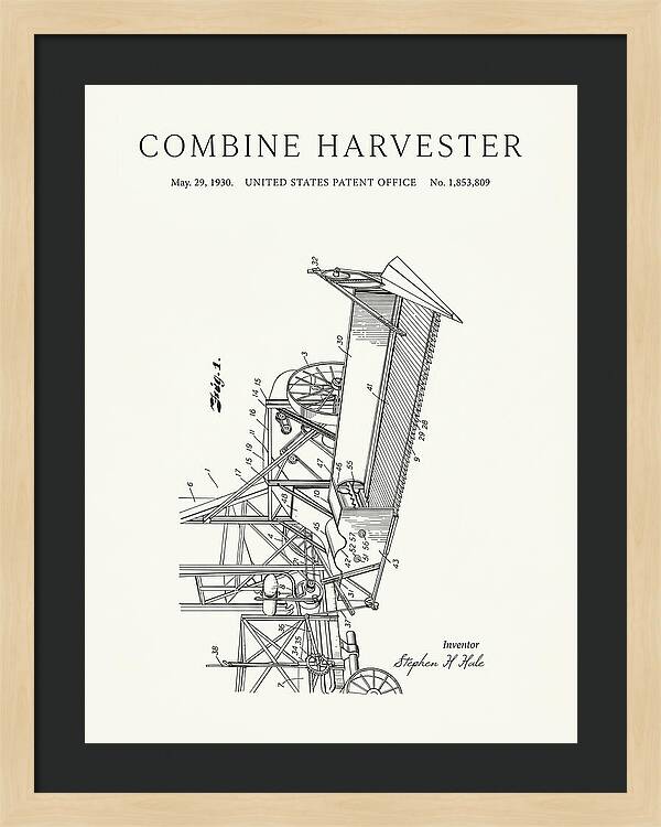 Combine Harvester Minimalist Patent Us1853809a