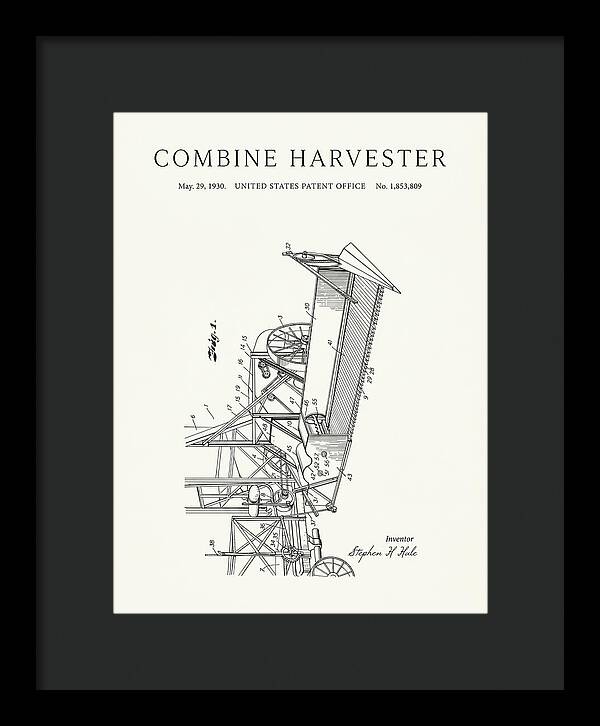 Combine Harvester Minimalist Patent Us1853809a