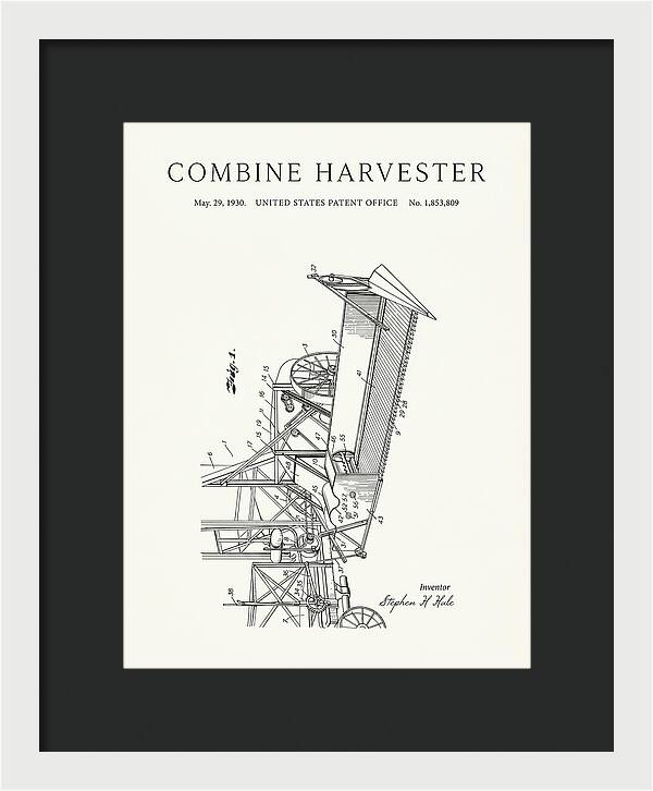 Combine Harvester Minimalist Patent Us1853809a