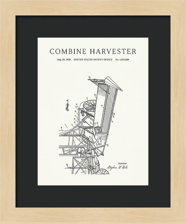 Combine Harvester Minimalist Patent Us1853809a