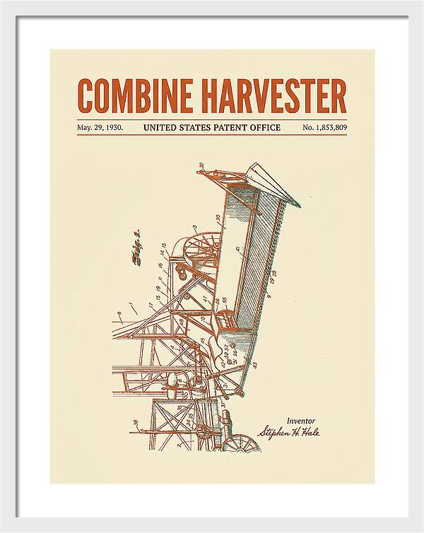 Combine Harvester Retro Patent Us1853809a