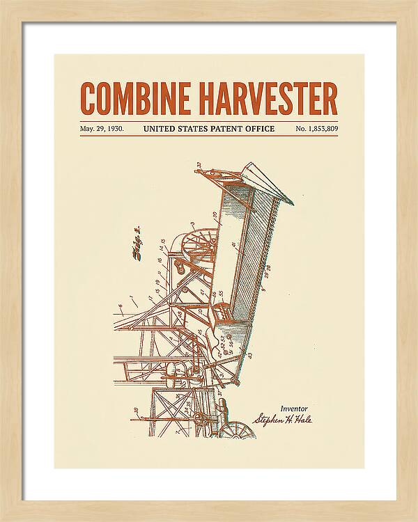 Combine Harvester Retro Patent Us1853809a