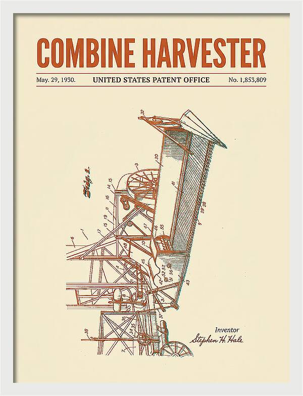 Combine Harvester Retro Patent Us1853809a