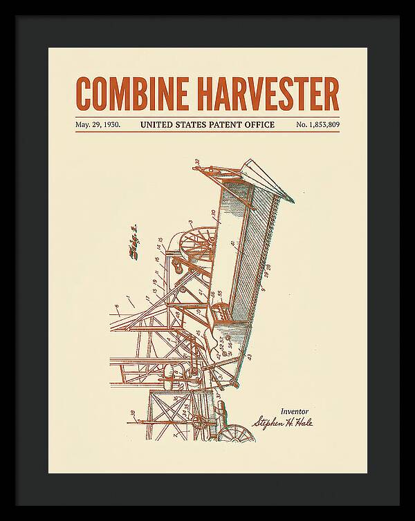 Combine Harvester Retro Patent Us1853809a