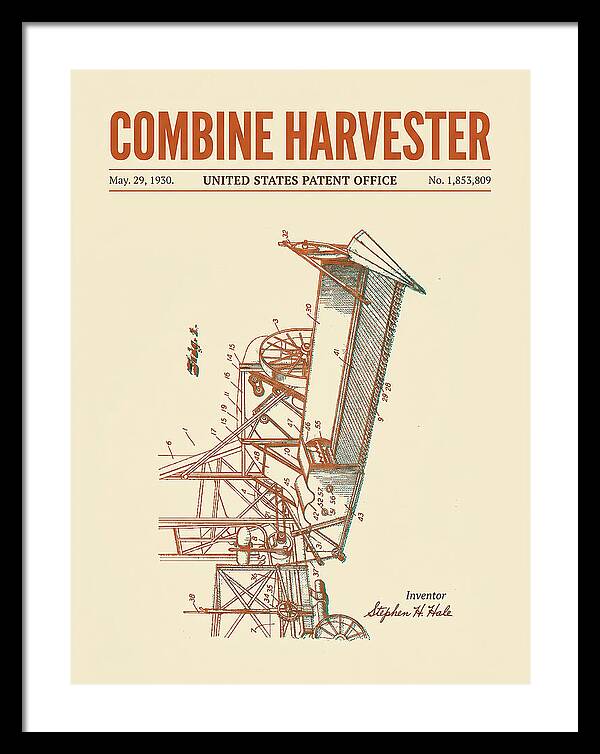 Combine Harvester Retro Patent Us1853809a