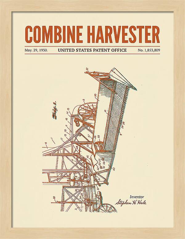 Combine Harvester Retro Patent Us1853809a