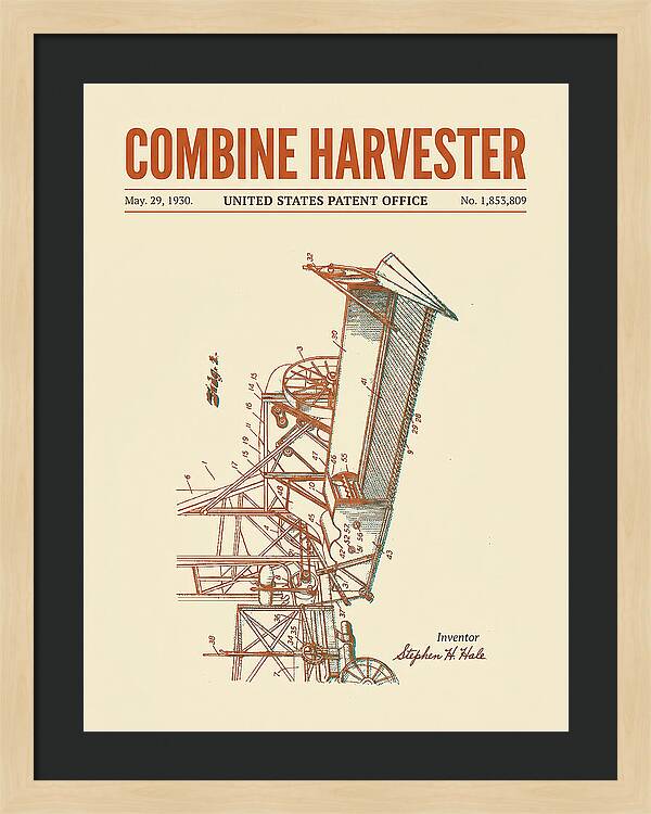 Combine Harvester Retro Patent Us1853809a