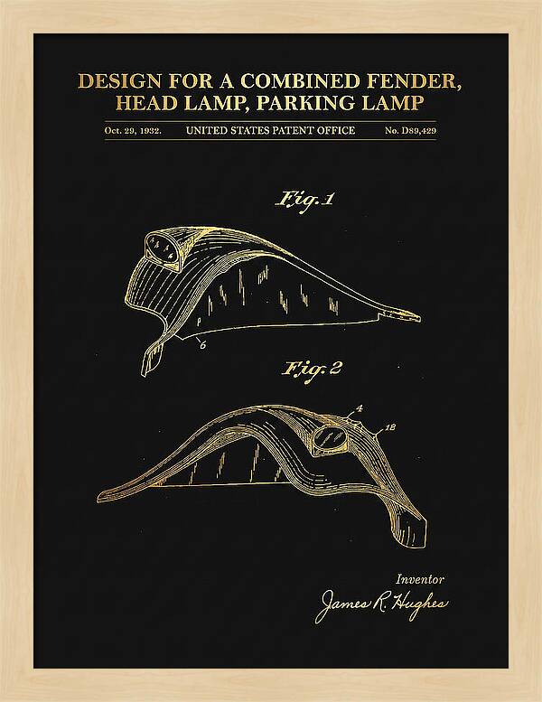 Combined Fender, Head Lamp And Parking Lamp Gold Patent Usd89429s