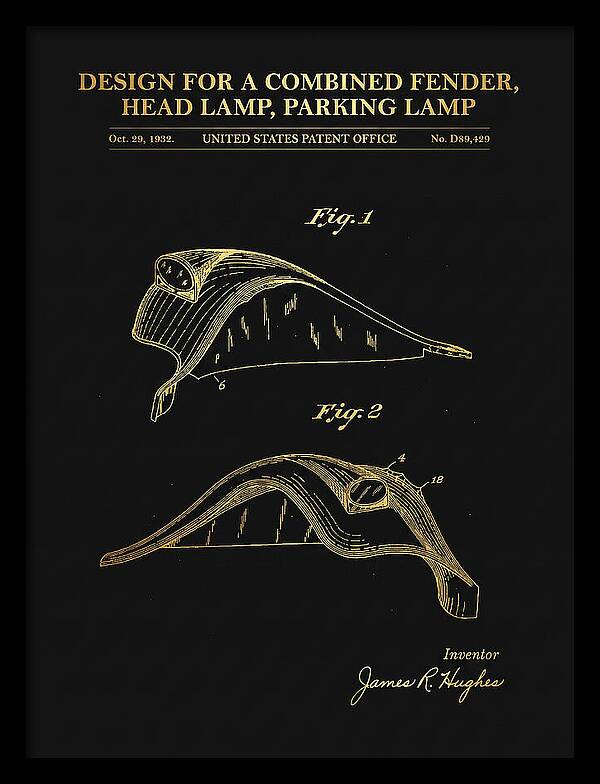 Combined Fender, Head Lamp And Parking Lamp Gold Patent Usd89429s