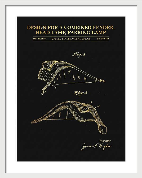 Combined Fender, Head Lamp And Parking Lamp Gold Patent Usd89429s